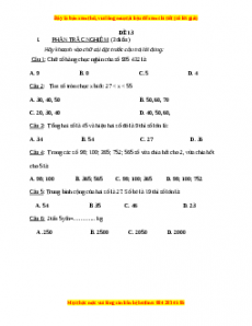 Đề thi Toán lớp 4 cuối kì 1 năm 2022 - 2023 (Đề 13)