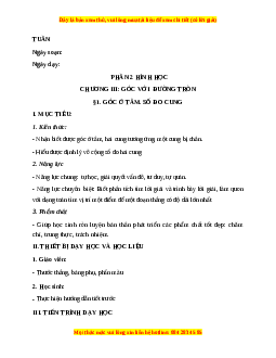 Giáo án Góc ở tâm, số đo cung Toán 9 Học kì 2 Hình học