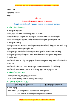 Giáo án Toán 3 Cánh diều Tuần 19: Ôn tập về các số trong phạm vi 10 000