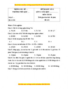 Đề thi cuối kì 2 Toán lớp 3 Cánh diều (Đề 6)