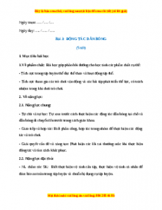 Giáo án Bài 3: Động tác dẫn bóng Giáo dục thể chất lớp 1 Kết nối tri thức