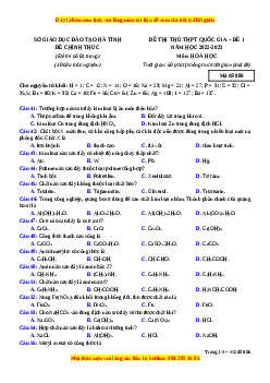 Đề thi thử Hóa học Sở Hà Tĩnh lần 1 năm 2023