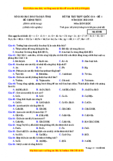 Đề thi thử Hóa học Sở Hà Tĩnh lần 1 năm 2023