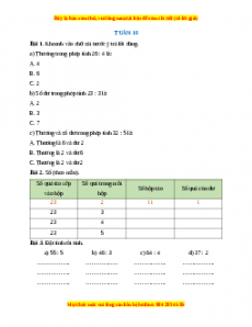 Bài tập cuối tuần Toán lớp 3 Tuần 10 Chân trời sáng tạo (có lời giải)
