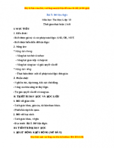 Giáo án Bài 5: Dữ liệu lôgic Tin học 10 Kết nối tri thức