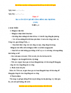 Giáo án TNXH 1 Kết nối tri thức Tuần 17