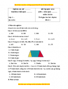 Đề thi cuối kì 2 Toán lớp 2 Cánh diều (Đề 4)