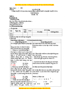 Giáo án Hóa học 12 học kì 2 Tiết 46: Luyện tập: Tính chất của kim loại kiềm, kiềm thổ và hợp chất của chúng