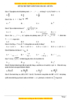 Đề thi thử THPT Quốc Gia môn Toán có đáp án (đề 4 ) - thầy Nguyễn Phụ Hoàng Lân