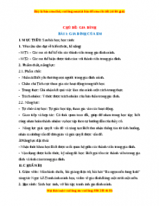 Giáo án TNXH 1 Chân trời sáng tạo Gia đình của em