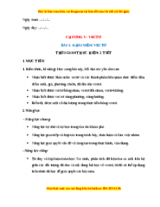 Giáo án Khái Niệm Vecto Toán 10 Chân trời sáng tạo