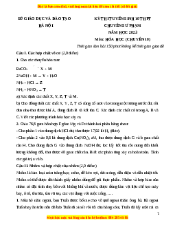 Đề thi vào 10 môn Hóa học năm 2023 Sở GD và ĐT Hà Nội