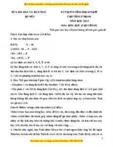 Đề thi vào 10 môn Hóa học năm 2023 Sở GD và ĐT Hà Nội
