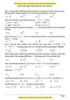 Đề thi thử THPT Quốc Gia môn Toán có đáp án (đề 2 ) - thầy Nguyễn Phụ Hoàng Lân