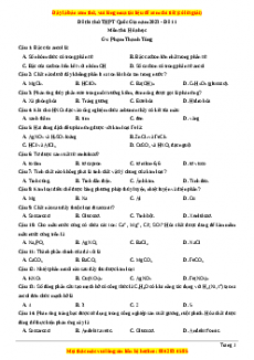 Đề thi thử THPT Quốc Gia môn Hóa có đáp án ( đề 11 ) - thầy Phạm Thanh Tùng