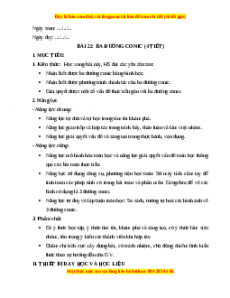 Giáo án Ba đường Conic Toán 10 Kết nối tri thức
