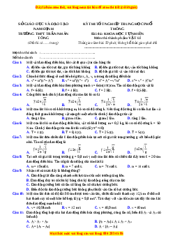 Đề thi thử Vật lí trường Trần Nhân Tông - Nam Định năm 2023