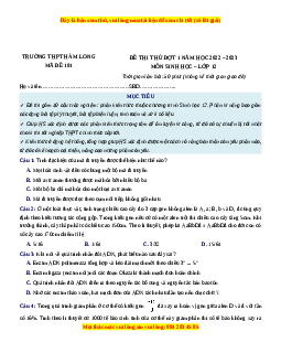 Đề thi thử Sinh học trường Hàm Long - Bắc Ninh lần 1 năm 2023