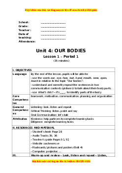 Giáo án Unit 4 Tiếng anh 3 global success