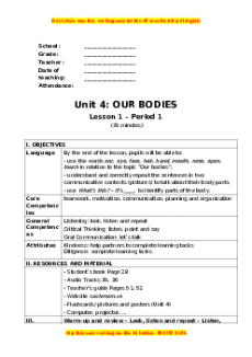 Giáo án Unit 4 Tiếng anh 3 global success