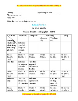 Giáo án Công nghệ 6 Kiểm tra học kì 2 (Kết nối tri thức)
