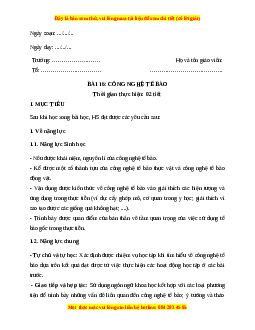 Giáo án Bài 16: Công nghệ tế bào Sinh học 10 Cánh diều