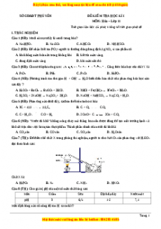 Đề thi học kì I Hóa lớp 11 Sở GD và ĐT Phú Yên