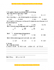 Bộ đề thi Toán 5 học kì 1 năm 2022 - 2023 - Đề 20