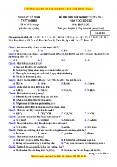 Đề thi thử Hóa học trường Nghèn lần 1 năm 2023