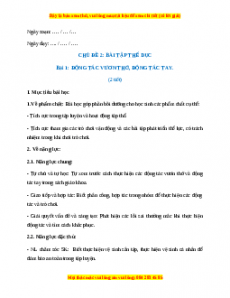Giáo án  tập thể dục Bài 1: Động tác vươn thở, động tác tay Giáo dục thể chất lớp 1 Kết nối tri thức