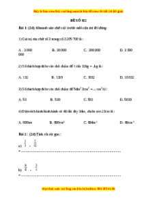 Đề thi Toán lớp 4 cuối kì 2 (Đề 22)