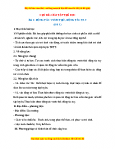 Giáo án Động tác vươn thở, động tác tay Giáo dục thể chất 2 Kết nối tri thức