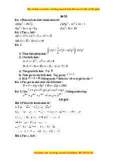 Đề thi giữa kì 1 Toán 8 năm 2023 - Đề 55