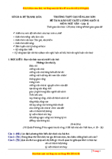 Đề thi thử Ngữ văn trường Chuyên Lam Sơn - Thanh Hóa lần 1 năm 2023