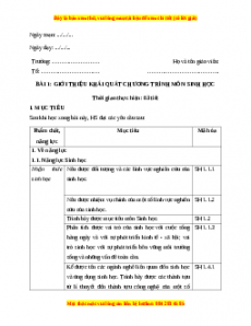 Giáo án Sinh học 10  Bài 1 (Chân trời sáng tạo): Giới thiệu khái quát chương trình