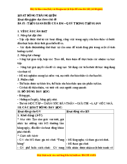 Giáo án Tuần 5: Thời gian biểu của em - quý trọng thời gian Hoạt động trải nghiệm 3 Kết nối tri thức