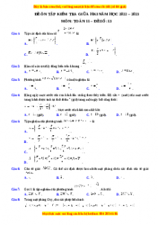 Đề thi giữa kì 1 Toán 11 năm 2022 - 2023 - Đề 13