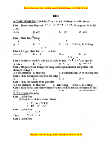 Đề thi cuối học kì 1 Toán 8 năm 2022 - 2023 - Đề 4