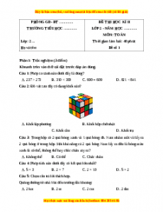 Đề thi cuối kì 2 Toán lớp 2 Kết nối tri thức (Đề 1)