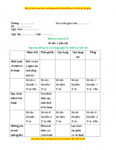 Giáo án Công nghệ 10 Thiết kế  Bài Kiểm tra học kì 2 (Kết nối tri thức)