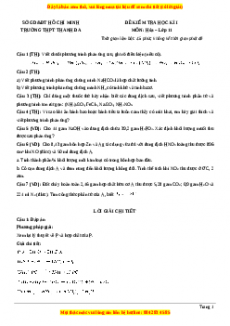 Đề thi học kì I Hóa lớp 11 trường THPT Thanh Đa - TP. Hồ Chí Minh