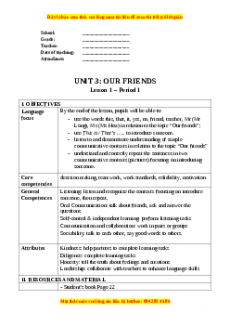 Giáo án Unit 3 Tiếng anh 3 global success