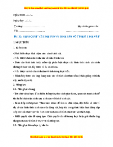 Giáo án Sinh học 7 Cánh diều Bài 32. Khái quát về sinh sản và sinh sản vô tính ở sinh vật
