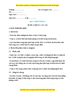 Giáo án Công nghệ 6 Bài 8 (Chân trời sáng tạo): Thời trang