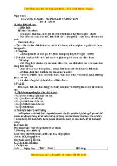 Giáo án Hóa 12 học kì I Tiết 13: Amin