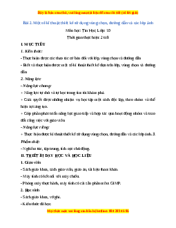 Giáo án Tin học 10 Bài 2 (Cánh diều): Một số kĩ thuật thiết kế sử dụng vùng chọn, đường dẫn và các lớp ảnh