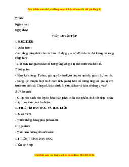 Giáo án Luyện tập trang 38, 39 Toán 9 Học kì 2