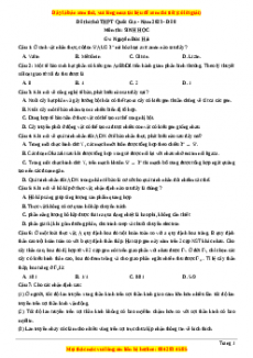 Đề thi thử THPT Quốc Gia môn Sinh học có đáp án ( đề 8 ) - thầy Nguyễn Đức Hải