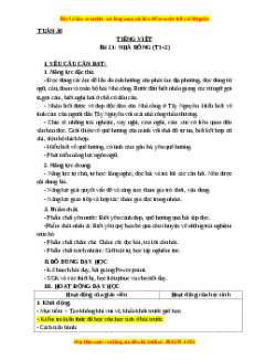 Giáo án Nhà Rông (T1+2) Tiếng việt 3 Kết nối tri thức