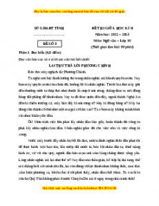 Đề thi giữa học kì 2 Ngữ Văn 10 Chân trời sáng tạo có đáp án (Đề 9)